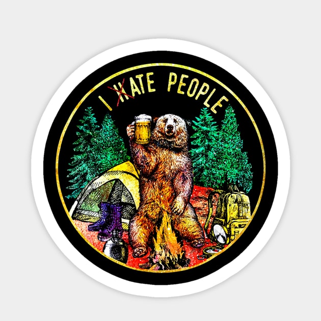 Camping Hiking Beer I Hate People I Ate People Sticker by Jipan